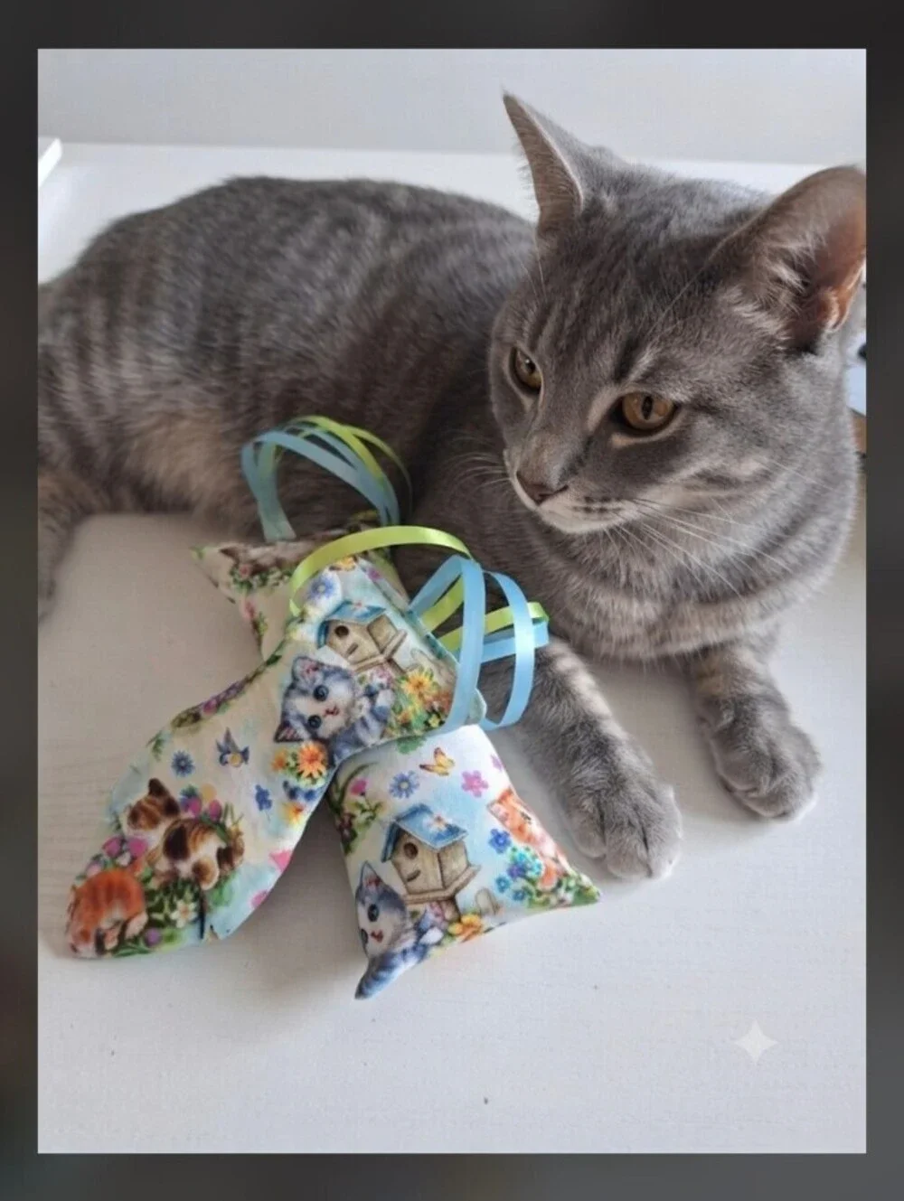 fairy cat fabric 2 Pack cat-nip cat toys w/ ribbon
